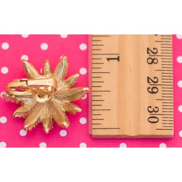 Vintage Twelve Petal Flower Clip On Earrings by Avon - P2 - Picture 2 of 2